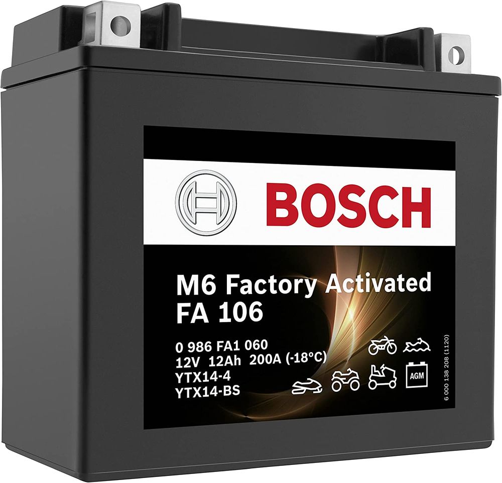 Batterie moto BOSCH FA106 AGM 12V 12ah 200A YTX14-BS