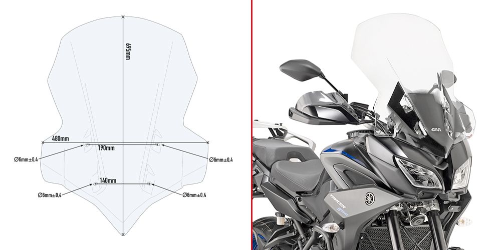 Givi Pare-brise incolore 69,5 x 48 cm Yamaha Tracer 900 / Tracer 900 GT