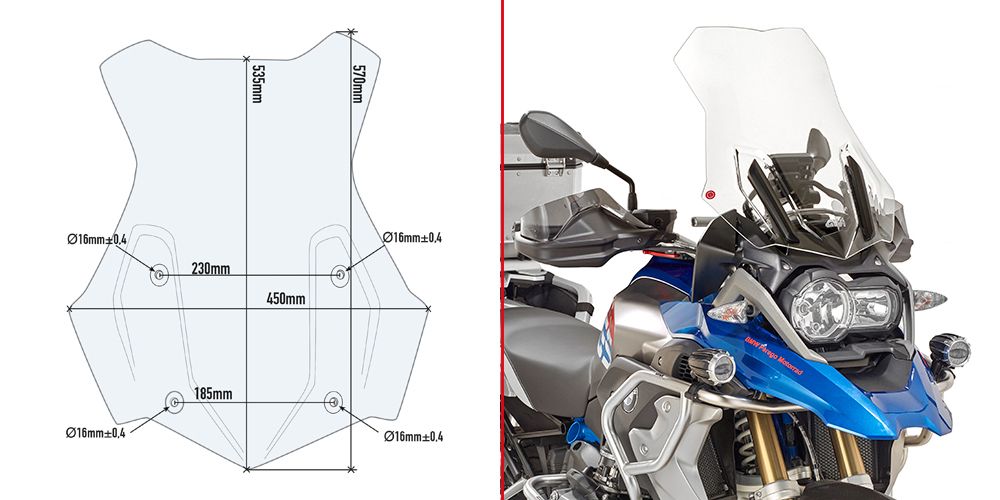 Givi Parabrezza trasparente per BMW R 1200 GS, R 1250 GS