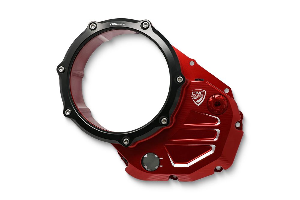 CNC RACING CLEAR COVER OIL BATH CLUTCH RED/BLACK MONSTER 620/695/1100