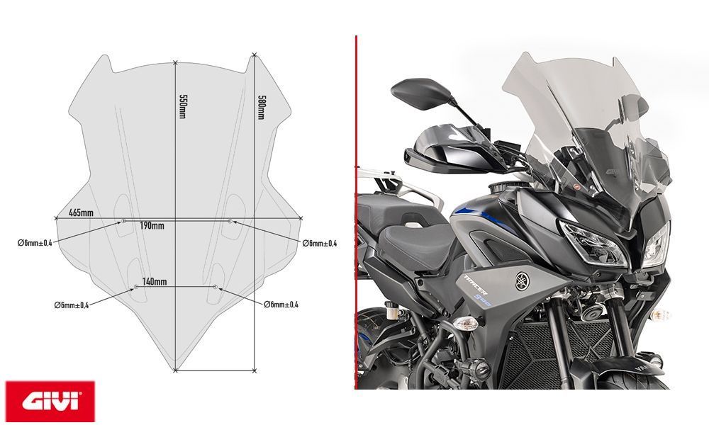 Givi Bulle fumé 55 x 46,5 cm (H x W) Yamaha Tracer 900 / Tracer 900 GT