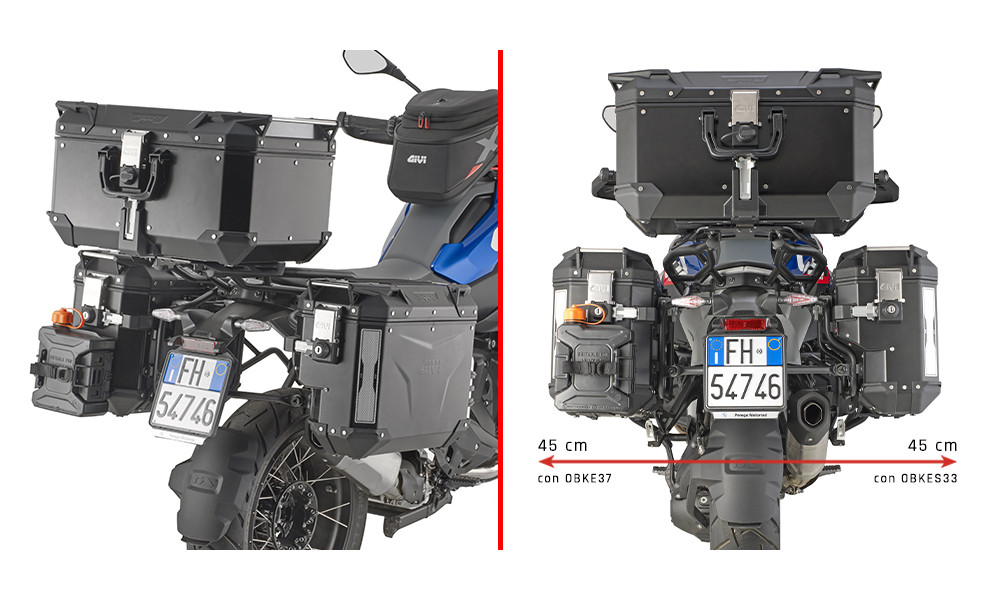 Portavaligie laterale con lato destro scantonato valigie Monokey CAM SIDE Givi per BMW R 1300 GS