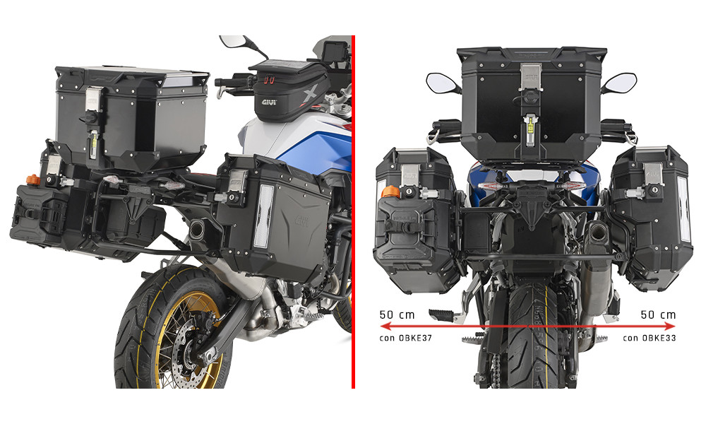 Portavaligie laterale PL ONE-FIT con lato destro scantonato per BMW F 900 GS